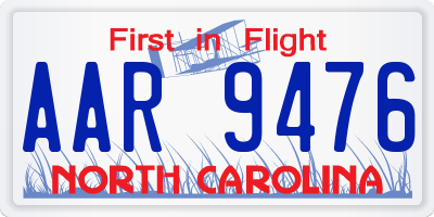 NC license plate AAR9476