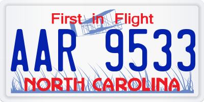 NC license plate AAR9533