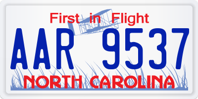 NC license plate AAR9537