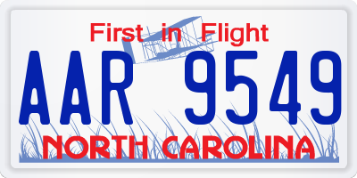 NC license plate AAR9549