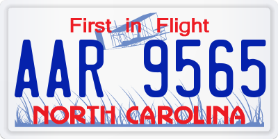 NC license plate AAR9565