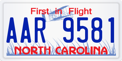 NC license plate AAR9581