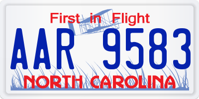 NC license plate AAR9583