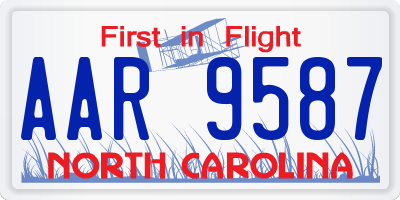 NC license plate AAR9587