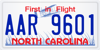 NC license plate AAR9601