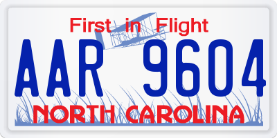 NC license plate AAR9604