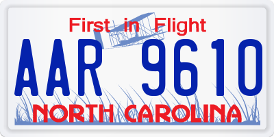 NC license plate AAR9610