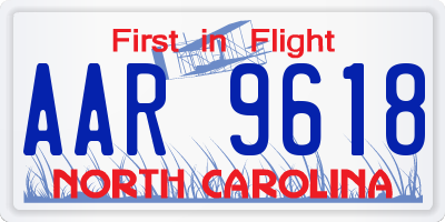 NC license plate AAR9618