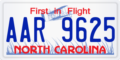 NC license plate AAR9625