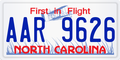NC license plate AAR9626