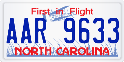 NC license plate AAR9633