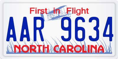 NC license plate AAR9634