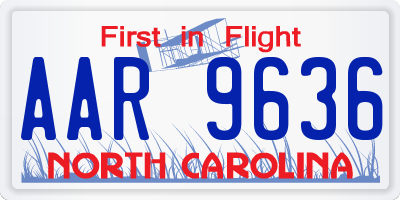 NC license plate AAR9636