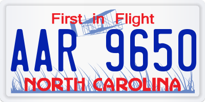 NC license plate AAR9650