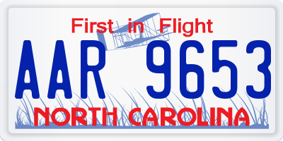 NC license plate AAR9653