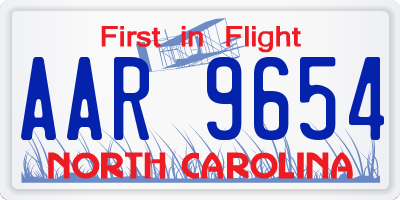 NC license plate AAR9654