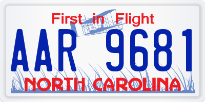 NC license plate AAR9681