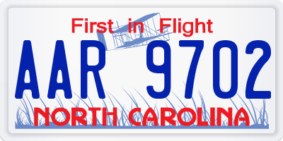 NC license plate AAR9702