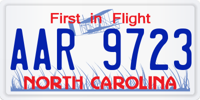 NC license plate AAR9723