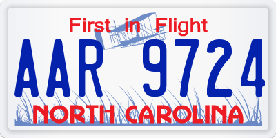 NC license plate AAR9724