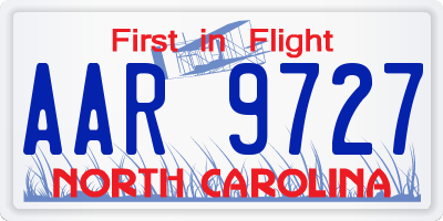 NC license plate AAR9727