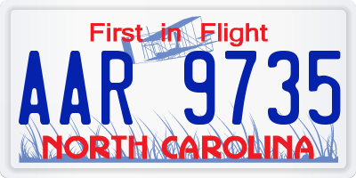 NC license plate AAR9735