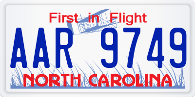 NC license plate AAR9749