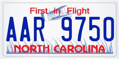 NC license plate AAR9750