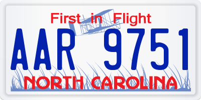 NC license plate AAR9751