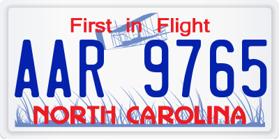 NC license plate AAR9765
