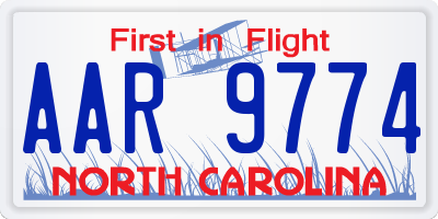 NC license plate AAR9774