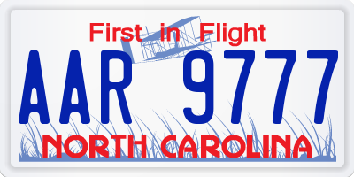 NC license plate AAR9777