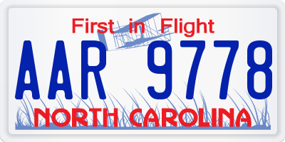 NC license plate AAR9778