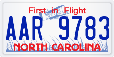 NC license plate AAR9783