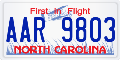 NC license plate AAR9803