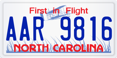 NC license plate AAR9816