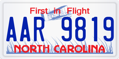 NC license plate AAR9819