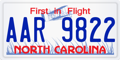 NC license plate AAR9822