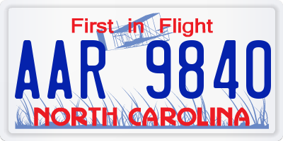 NC license plate AAR9840
