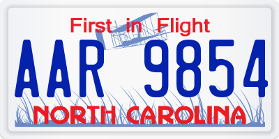 NC license plate AAR9854