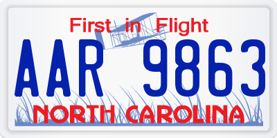 NC license plate AAR9863