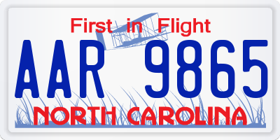 NC license plate AAR9865