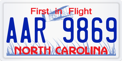 NC license plate AAR9869
