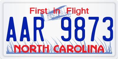 NC license plate AAR9873