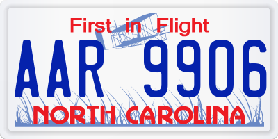 NC license plate AAR9906