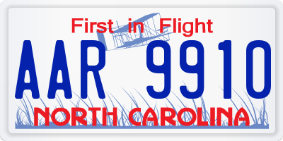 NC license plate AAR9910