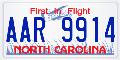 NC license plate AAR9914