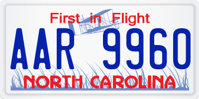 NC license plate AAR9960