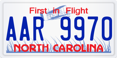 NC license plate AAR9970