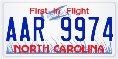 NC license plate AAR9974